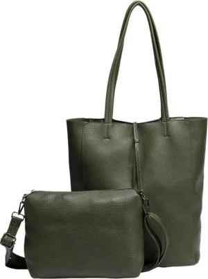 ITALYSHOP24 Schultertasche SET 2in1 Damen Tasche Umhängetasche XXL Shopper, Leichtgewicht Hobo + Crossbody Bag / Schmucktasche
