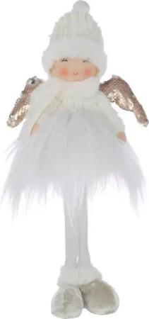 J-Line by Jolipa Engelfigur Engel Figur Weihnachten Weiß Gold Plüsch 42 cm, Mittelgroß