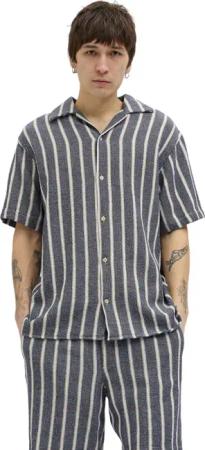 Jack & Jones Herren Kurzarm Hemd JORCOBA STRIPE RESORT SHIRT SS - Relaxed Fit