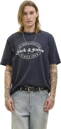 Jack & Jones Herren Rundhals T-Shirt JJEDOVER PRINT TEE SS CREW NECK - Relaxed Fit