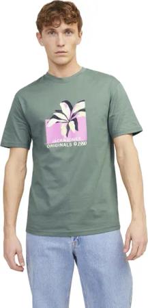 Jack & Jones Herren Rundhals T-Shirt JORTAMPA AOP BRANDING - Relaxed Fit