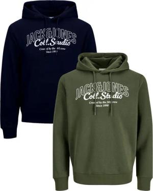 Jack & Jones Kapuzenpullover stilvolle Hoodies mit Logoprint (Spar Set, Doppelpack) Unifarbene Pullover mit flauschigem Innenfutter