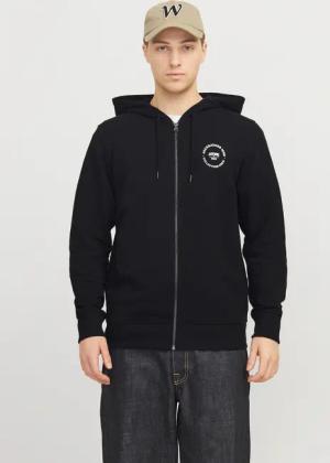 Jack & Jones Kapuzensweatjacke "JJSIMON Hoodie mit Reißverschluss und hohem Baumwollanteil" bedruckt, modisch, regular fit, Baumwollmischung, Kapuze