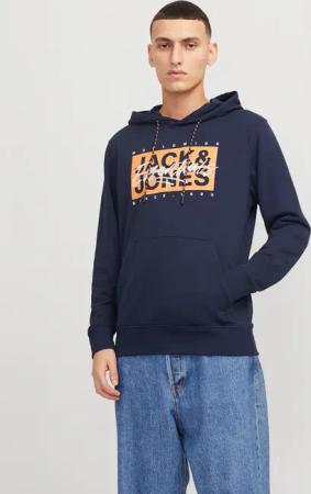 Jack & Jones Kapuzensweatshirt "JJCOLTON – Sweater mit Print, Regular Fit und Materialmix", bedruckt, modisch, regular fit, angeraute Sweatware, Kapuze