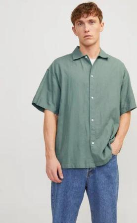 Jack & Jones Kurzarmhemd JORFARO LINEN OVERSIZED SHIRT SS SN