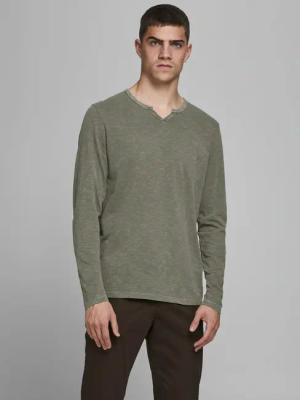 Jack & Jones Langarm-Poloshirt "JJESPLIT NECK TEE LS NOOS" Baumwolle, regular fit