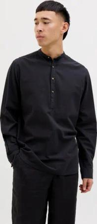 Jack & Jones Langarmhemd "JJESUMMER HALF PLACKET SHIRT LS SN" mit Bandkragen