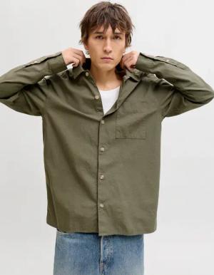 Jack & Jones Langarmhemd "JJETRISTAN OVERSHIRT LS SN" mit Knopfleiste