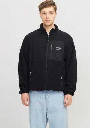 Jack & Jones Outdoorjacke "JJTHEO – Fleecejacke mit Stehkragen und Logoprint" Print, modisch, regular fit, Web, Stehkragen