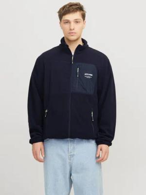 Jack & Jones Outdoorjacke JJTHEO – Fleecejacke mit Stehkragen und Logoprint Print, modisch, regular fit, Web, Stehkragen