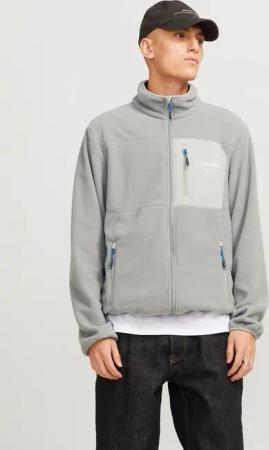 Jack & Jones Outdoorjacke JJTHEO – Fleecejacke mit Stehkragen und Logoprint Print, modisch, regular fit, Web, Stehkragen