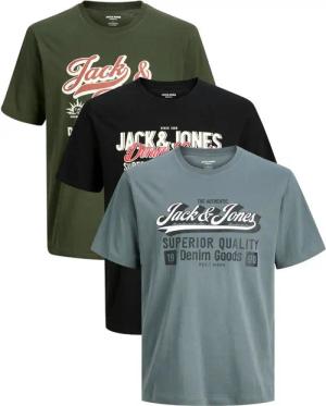Jack & Jones Print-Shirt stilvolle Slim-Fit und Regular Shirts (Spar Set, 3er-Pack) Shirts mit Printaufdruck aus Baumwolle