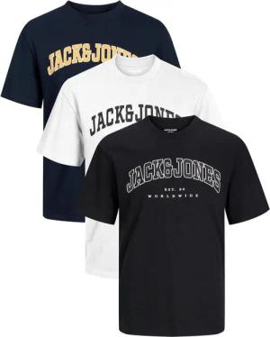 Jack & Jones Print-Shirt stilvolle Slim-Fit und Regular Shirts (Spar Set, 3er-Pack) Shirts mit Printaufdruck aus Baumwolle