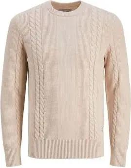 Jack & Jones  Pullover 12242948 GRID CABLE CREW-MOONBEAM