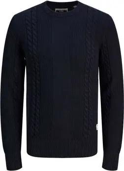 Jack & Jones  Pullover 12242948 GRID CABLE CREW-NAVY BLAZER
