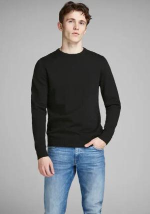 Jack & Jones Rundhalspullover "JJEBASIC mit Rundhals, ideal für Job und Freizeit" unifarben, modisch, slim fit, Baumwolle, Rundhals