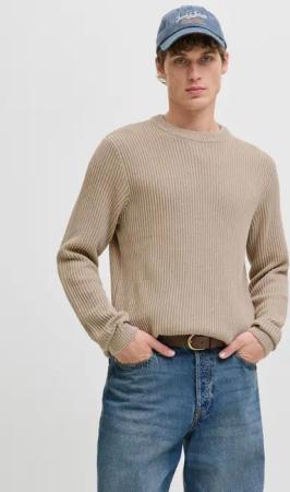 Jack & Jones Rundhalspullover JJEDOVER KNIT CREW NECK SN Baumwollmischung, regular fit