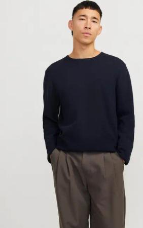 Jack & Jones Rundhalspullover JJEGEORGE KNIT CREW NECK NOOS mit Strick Optik