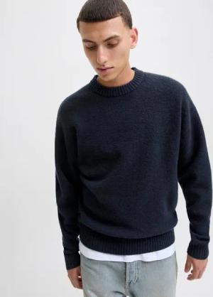 Jack & Jones Rundhalspullover JJESOHO OLLIE KNIT CREW NECK SN Materialmix, relaxed fit