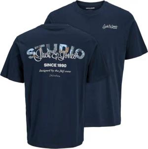 Jack & Jones Rundhalsshirt Jack&Jones T-Shirt navy Übergrößen Rückenprint JJYUKI