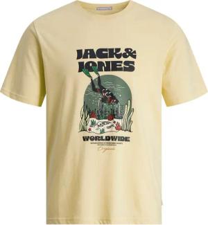 Jack & Jones Rundhalsshirt Jack&Jones XXL T-Shirt gelb Skullprint JORCOCONUT