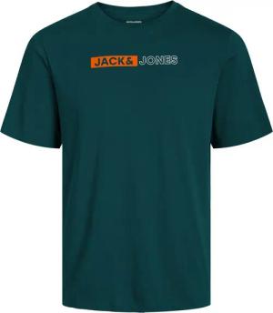 Jack & Jones Rundhalsshirt Jack&Jones XXL T-Shirt petrol Brustprint JJECORP