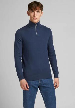 Jack & Jones Strickpullover EMIL KNIT HALF ZIP mit kurzem Reißverschluss im Troyer-Look