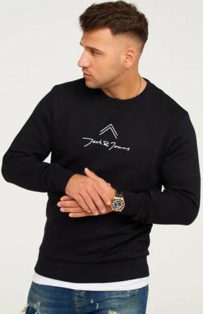 Jack & Jones Sweatshirt LABO SWEAT CREW NECK Rundhals Pullover mit Print Baumwollmischung Langarm Sweater