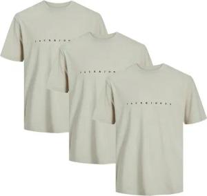 Jack & Jones T-Shirt 3er Pack Star JJ (Spar-Set, 3-tlg) T-Shirt - Baumwolle - Atmungsaktiv - Mit Print auf der Brust