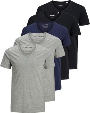 Jack & Jones T-Shirt (Spar-Set, 5er-Pack) O-Neck & V-Neck, in Unifarben, aus Bio-Baumwolle