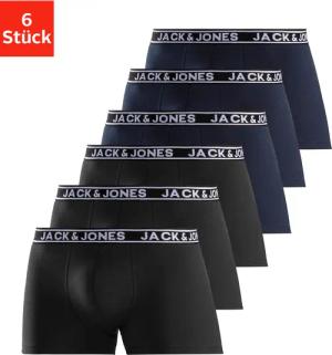 Jack & Jones Trunk "JACCRISP im 6er Pack mit Logobund und Stretchkomfort" Packung, 6 Stk. unifarben mit Farbeinsatz, modisch, eng anliegend, Baumwollmischung