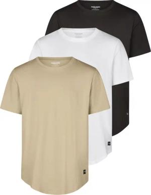 Jack & Jones Tshirt Herren lang geschnitten Set 100% Baumwolle Regular Fit JJENOA 3er Pack