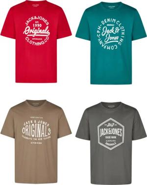 Jack & Jones Tshirt Herren Regular Fit JJLINO 4er Pack Set Pack