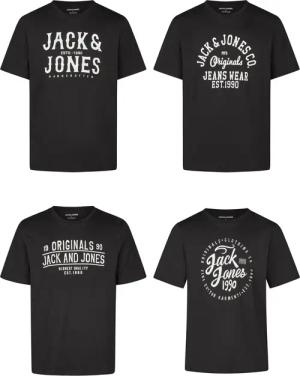 Jack & Jones Tshirt Herren Regular Fit JJLINO 4er Pack Set Pack