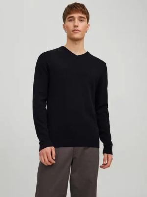 Jack & Jones V-Ausschnitt-Pullover JJEBASIC mit V-Ausschnitt, ideal für Herbst und Alltag unifarben, modisch, slim fit, Baumwolle, V-Ausschnitt