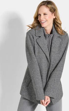 Jacke in 2-in-1-Optik mit Steppeinsatz - grau / weiß / gemustert - Gr. 54 von Goldner Fashion