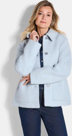 Jacke in flauschiger Qualität - grau / blau / gemustert - Gr. 25 von Goldner Fashion