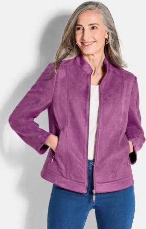 Jacke in Veloursleder-Optik - beere - Gr. 52 von Goldner Fashion