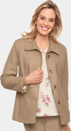 Jacke in Velourslederoptik - camel / melange - Gr. 50 von Goldner Fashion