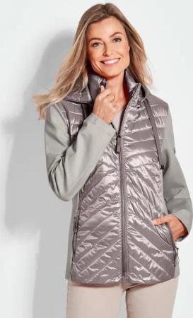 Jacke mit Stehkragen - stein - Gr. 44 von Goldner Fashion