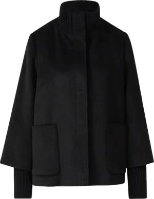 Jacke mit Stehkragen und Rippstrick-Manschette