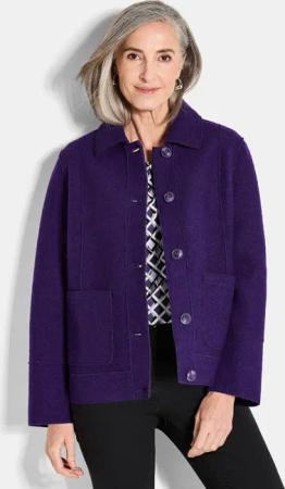 Jacke mit wärmender Wolle - lila / gemustert - Gr. 40 von Goldner Fashion