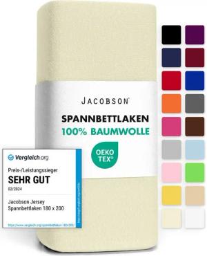 Jacobson Spannbettlaken aus 100% Baumwolle, Jersey Bettlaken 160 g/m², Spannbetttuch mit Gummizug, OEKO-TEX®, pflegeleicht, viele Farben