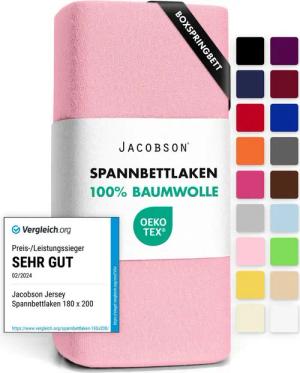 Jacobson Spannbettlaken BOXSPRING & ÜBERLÄNGE aus 100% Baumwolle, für hohe & lange Matratzen, Jersey Bettlaken 160 g/m², OEKO-TEX®