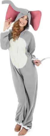 JADEO Kostüm Elefanten-Kostüm für Damen Faschingskostüm grau-weiss-rosa