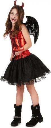 JADEO Monster-Kostüm Teufelinnen Halloween Kinder-Kostüm rot-schwarz