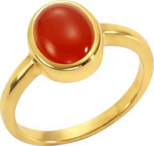 Jamelli Ring Silber 925 vergoldet mit echtem Carneol 9x7mm