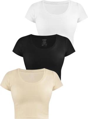Janice Kurzarmshirt 3 x Damen crop T-Shirt Nantes Kurzes Shirt aus Baumwolle
