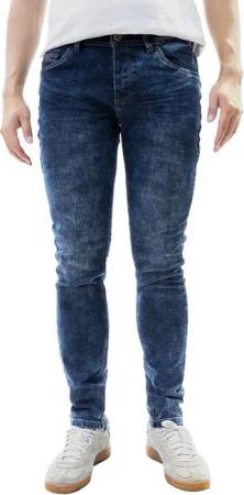 Jaylvis Regular-fit-Jeans Jeans Slim FIt 5-Pocket Design Knopfverschluss Blaue Röhrenjeans