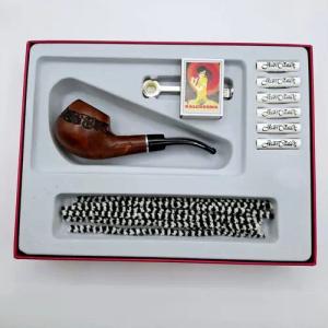 Jean Claude Handpfeife Pfeife Geschenkset Anfänger Set Pfeife braun gebogen, (Geschenkbox mit viel Zubehör), made in Italy